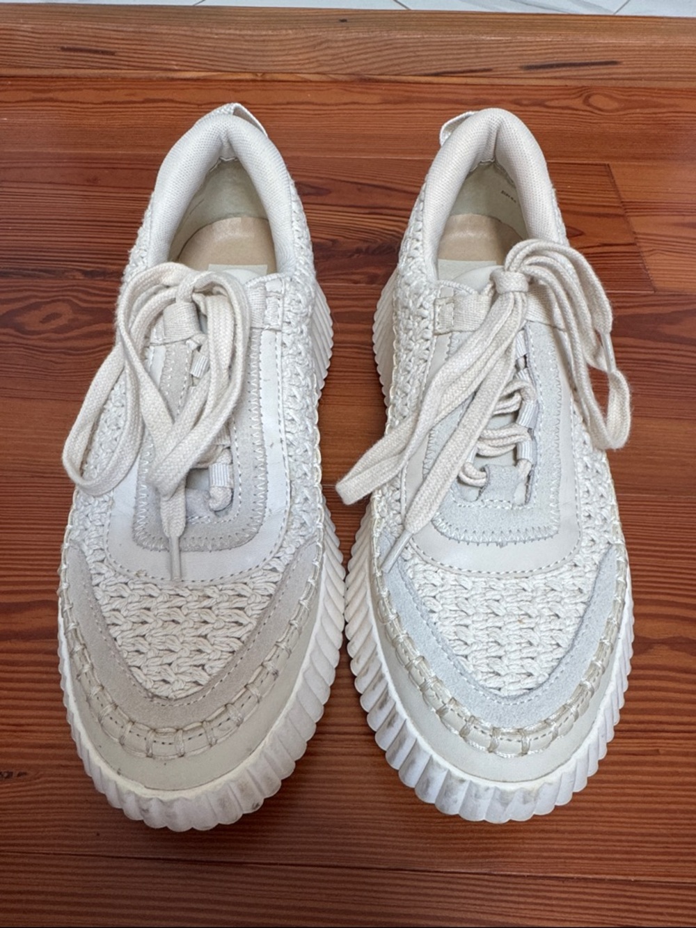 Dolce Vita Woven Lace-Up Women's Sneakers in Cream